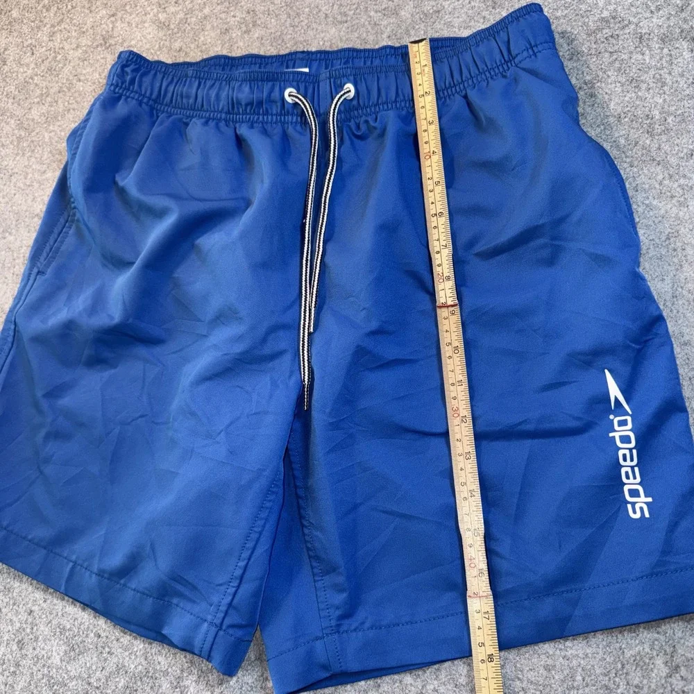 Speedo Swim Trunks Medium Blue Solid Mesh Lined Polyester